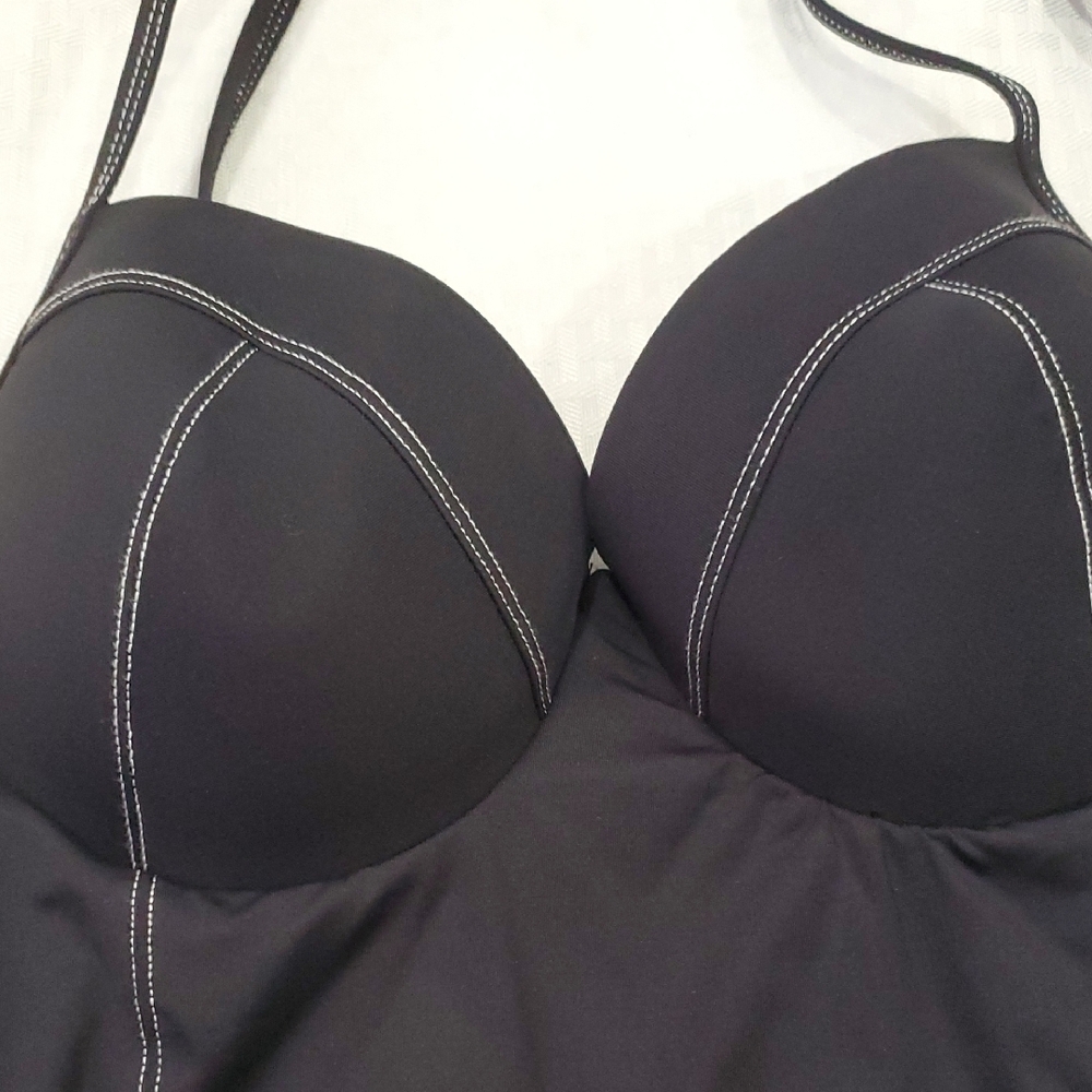 Bleu Rod Beattie Sleek Black One-Piece Swimsuit with Adjustable Straps Size 12 - Picture 4 of 8